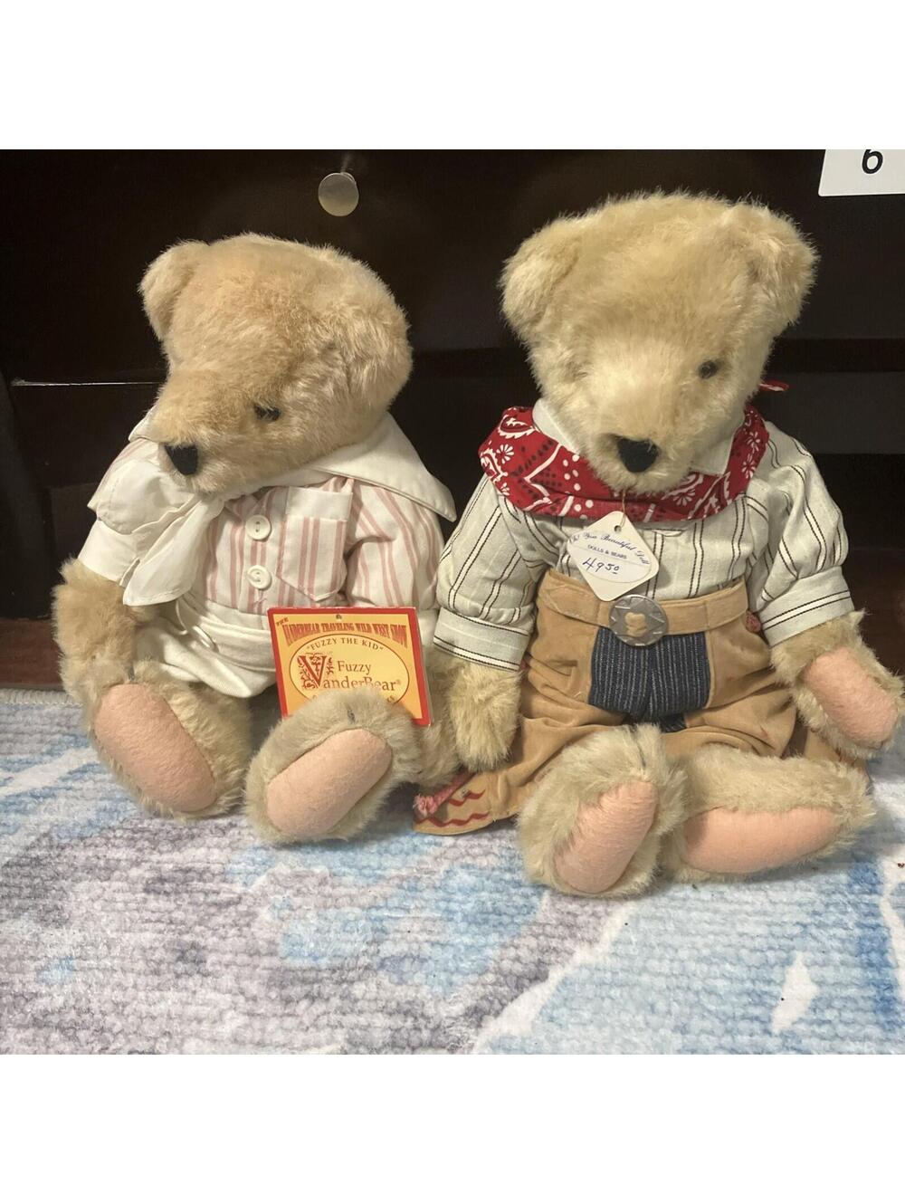 Lot Of 2 Wild West Fluffy Vanderbear Plush Bear 12" Traveling Rodeo Show 1991